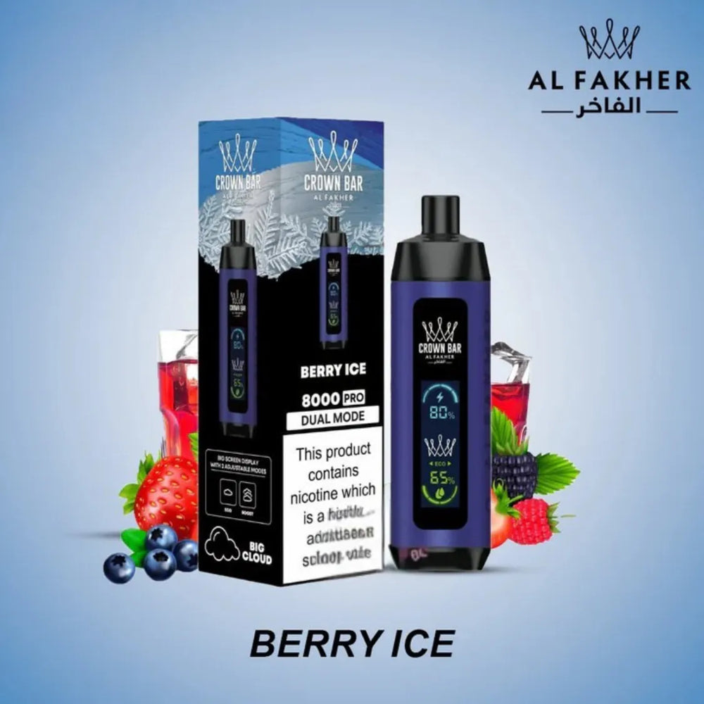 Best Al Fakher-Crown Bar Pro 8000 Puffs_Dual Mode—Berry Ice Near me