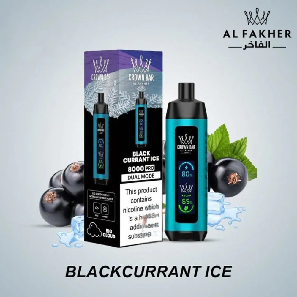 Best Al Fakher-Crown Bar Pro 8000 Puffs_Dual Mode— Blackcurrant Ice Near Me  in UAE 