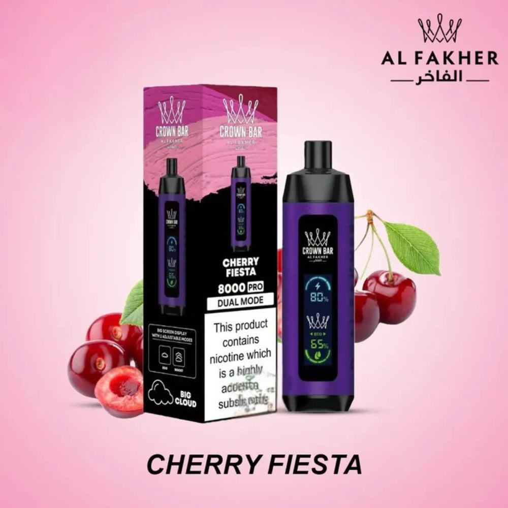 Best Al Fakher-Crown Bar Pro 8000 Puffs_Dual Mode— Cherry Fiesta near me in uae 