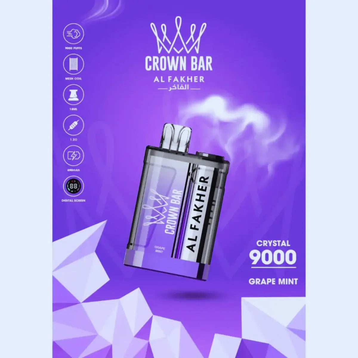 Al Fakher Crown Bar Crystal 9000 Puffs 20mg Disposable Vape