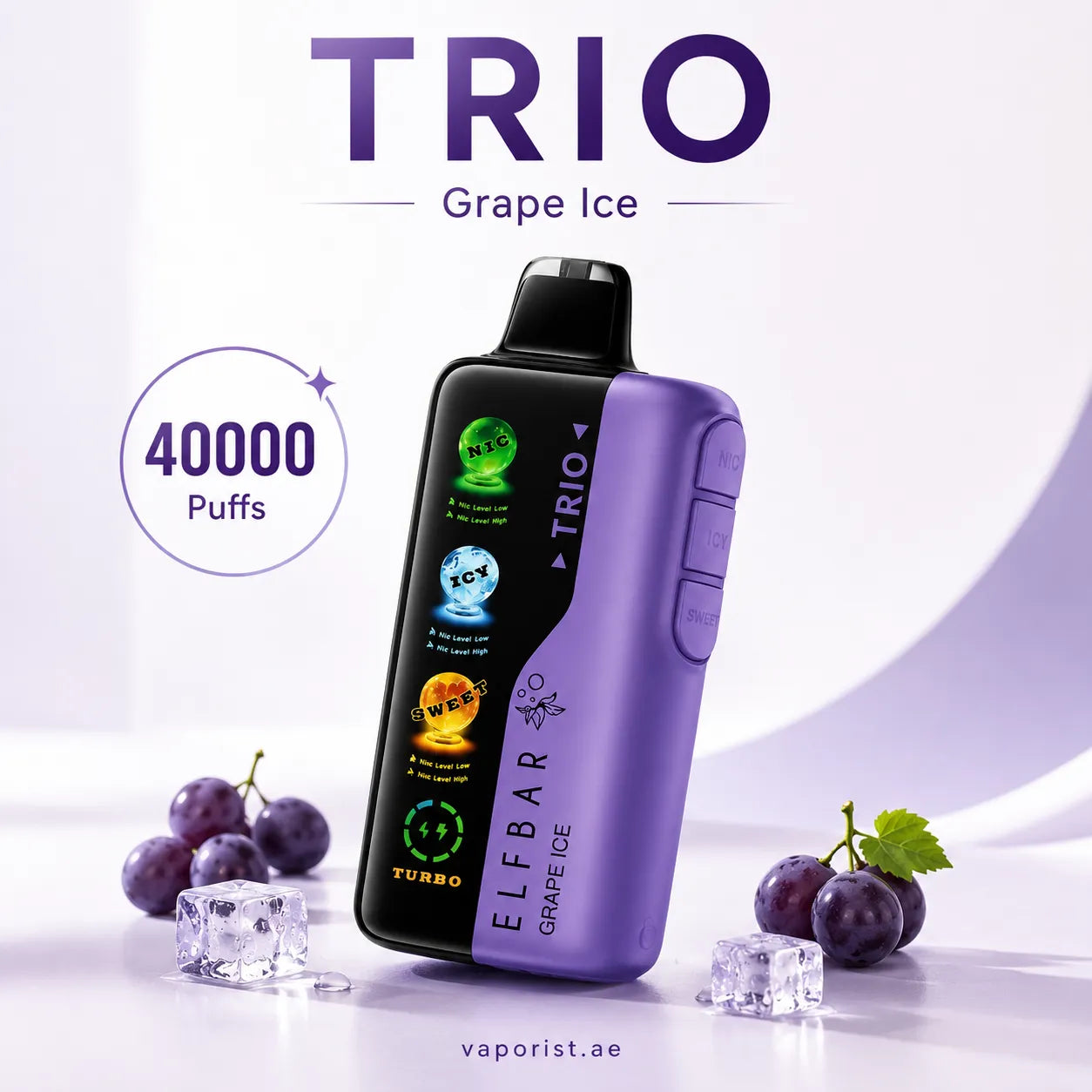 ELFBAR Trio Grape Ice disposable vape 40000 Puffs