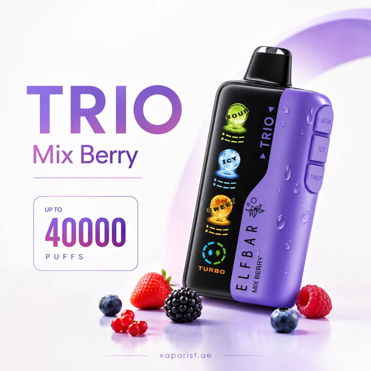  Elfbar Trio Mix berry disposable vape device 40000 PUFFS'.