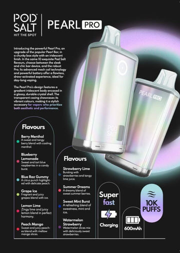 POD SALT PEARL PRO 10000 PUFFS 20MG DISPOSABLE VAPE