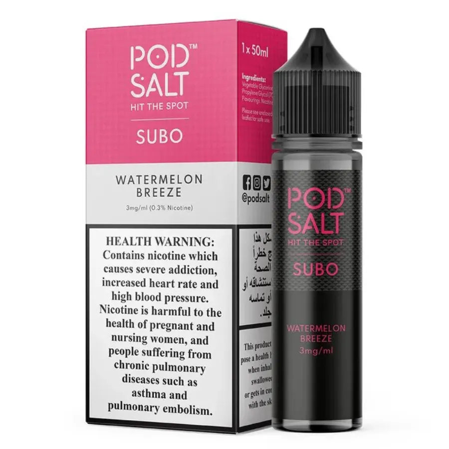 Watermelon Breeze  - Pod Salt Subo 50ml Vape E-Liquid in Dubai, UAE