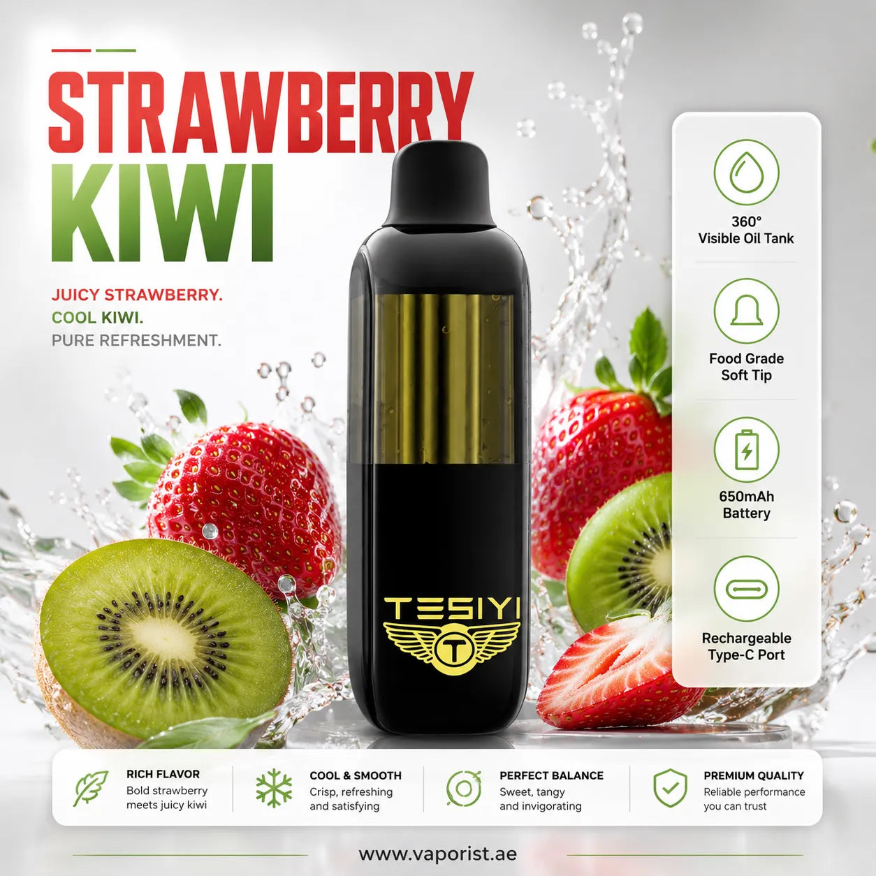 Strawberry Kiwi  black TESIYI vape 