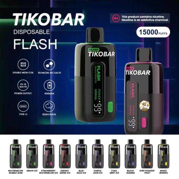 TIKOBAR FLASH 15000 PUFFS 5% NICOTINE DISPOSABLE VAPE