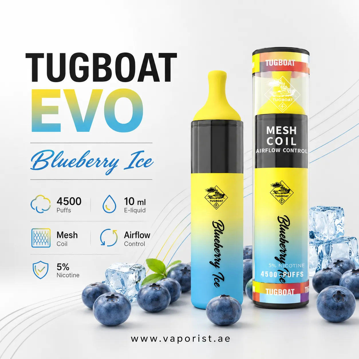 TUGBOAT EVO Blueberry Ice disposable vape