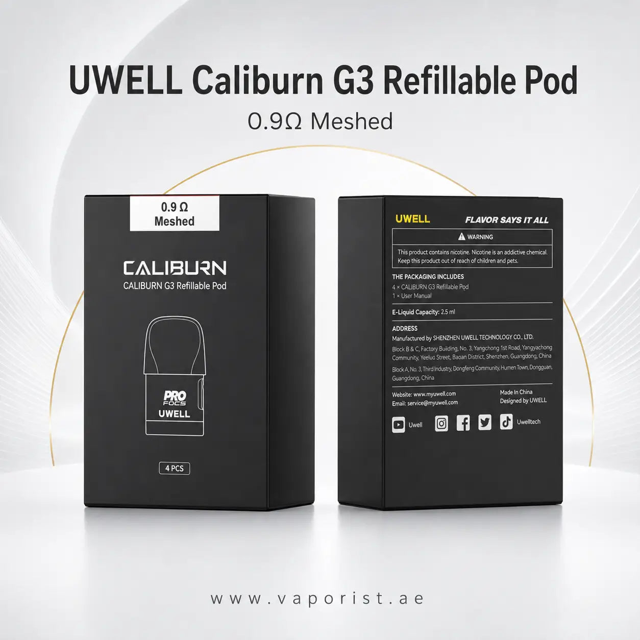 Uwell Caliburn G3 refillable pod 0.9Ω Meshed