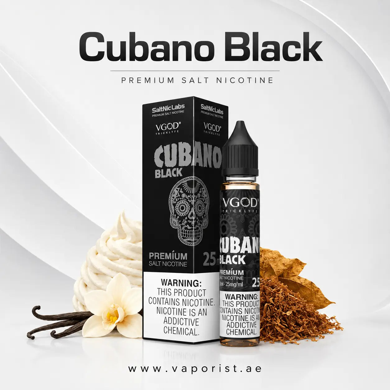 VGod Labs Cubano Black premium salt nicotine e-liquid 