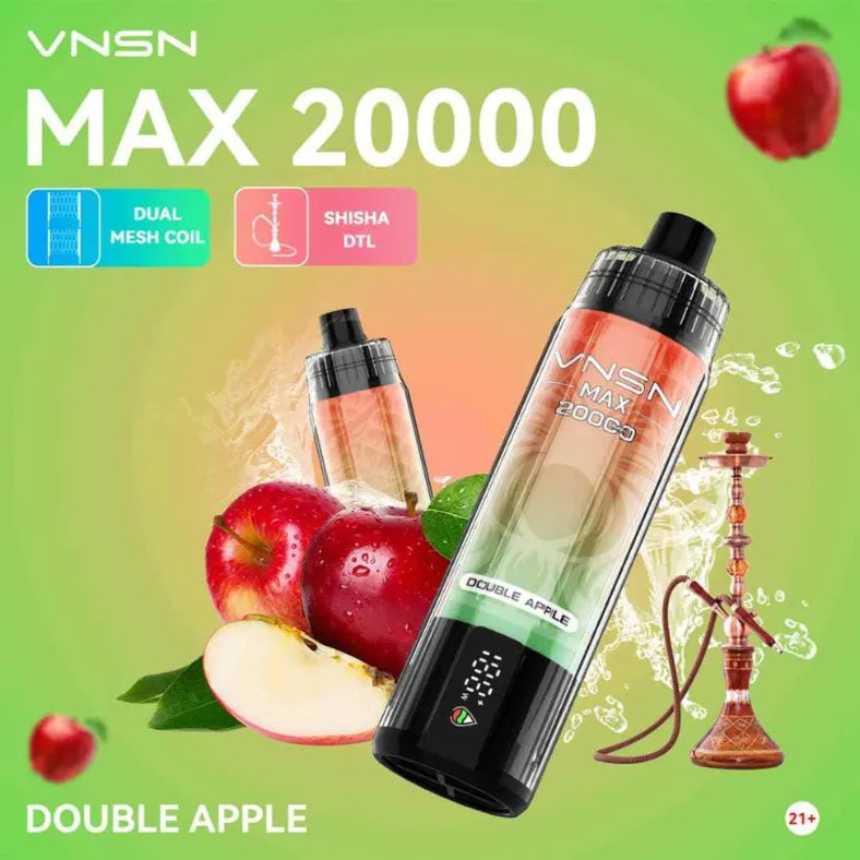 Double Apple  - VNSN Max Shisha 20000 Puffs 0% Nicotine Disposable Vape in Dubai, UAE