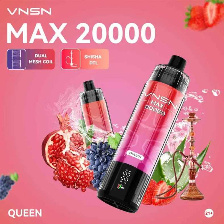 Queen  - VNSN Max Shisha 20000 Puffs 0% Nicotine Disposable Vape in Dubai, UAE