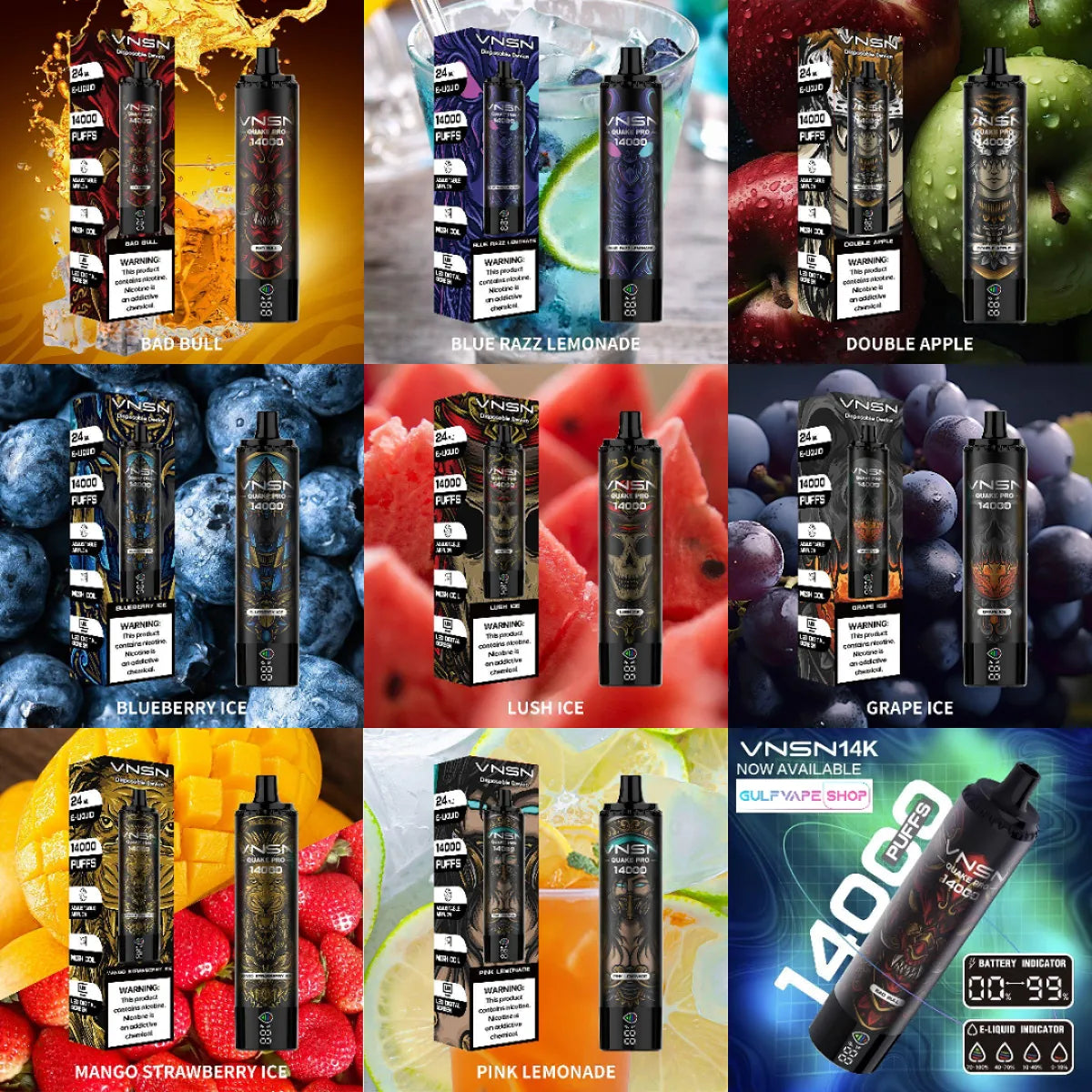 VNSN Quake Pro Disposable 50mg 14000 Puffs Rechargeable Vape