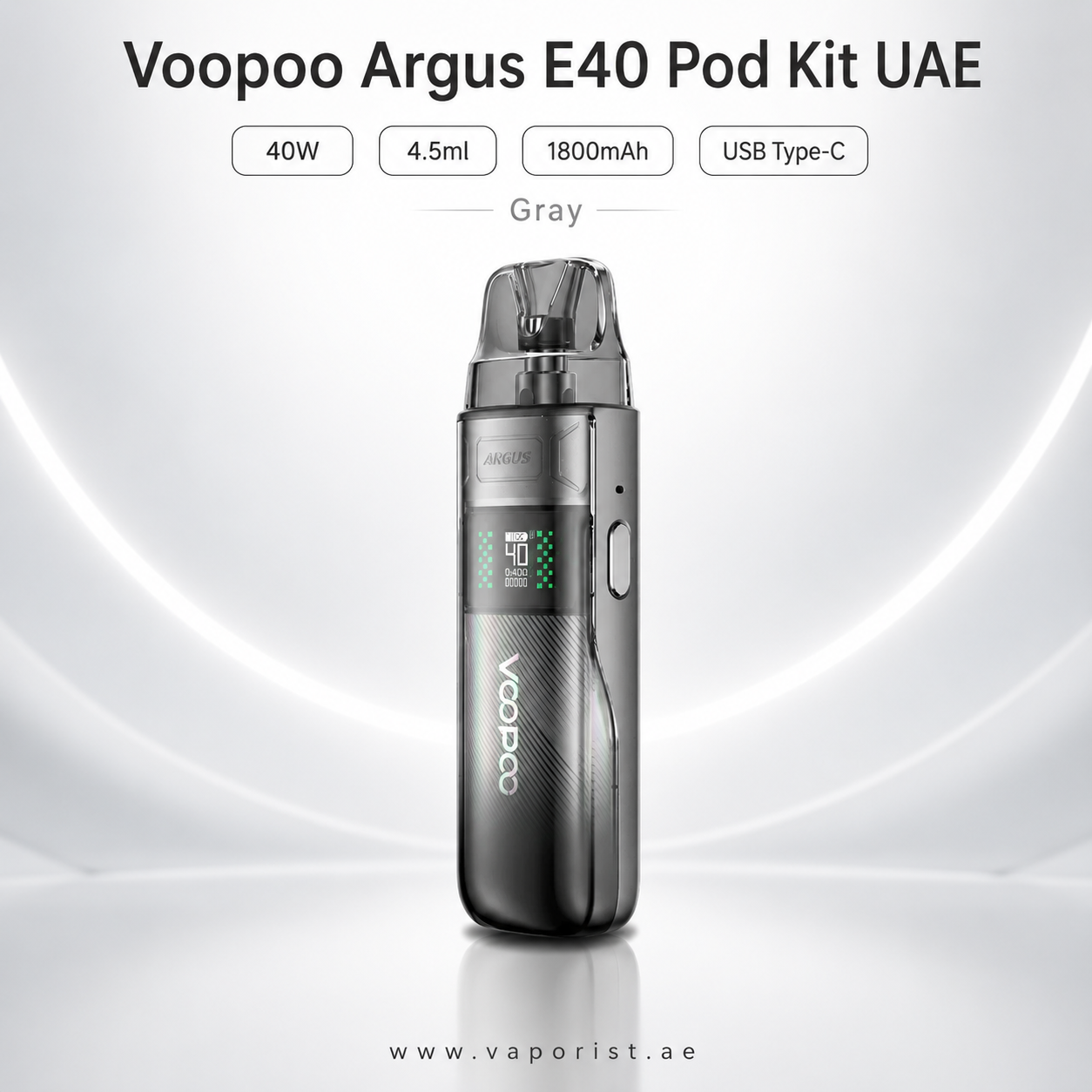gray Voopoo Argus E40 Pod Kit vape device 