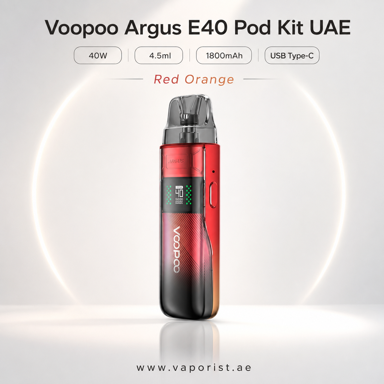 red and black Voopoo Argus E40 Pod Kit vape device 