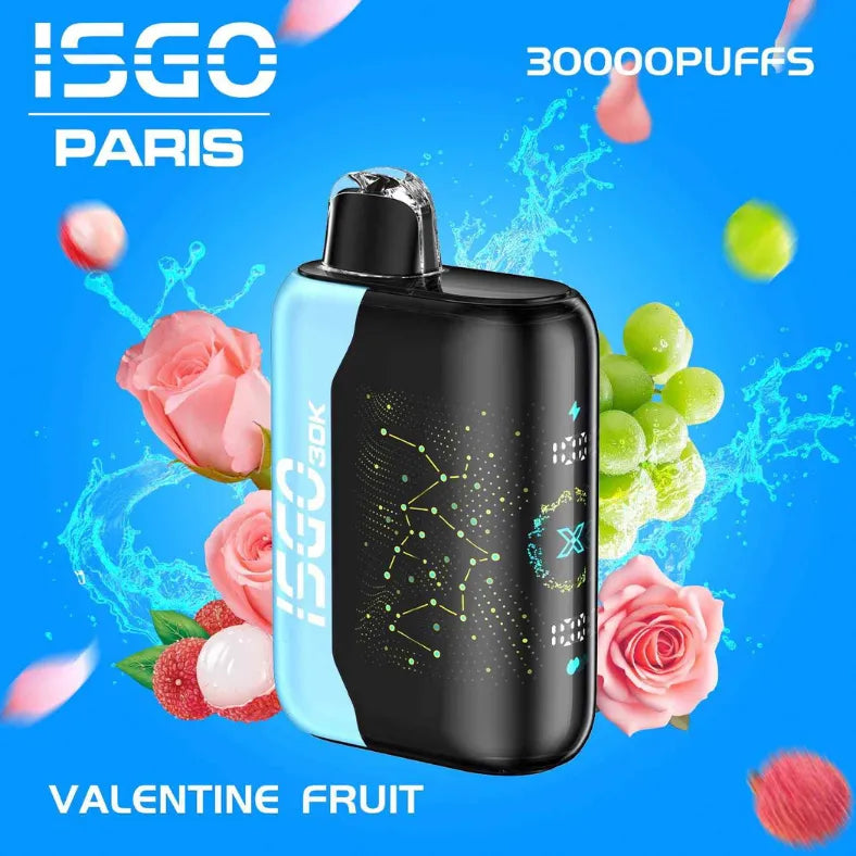 Valentine Fruit - ISGO Bar Paris X 30000 Puffs Disposable Vape 50mg in Dubai, UAE