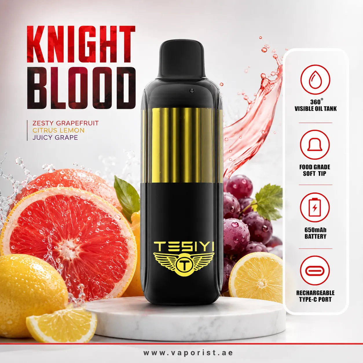 black and gold TESIYI vape device knight blood