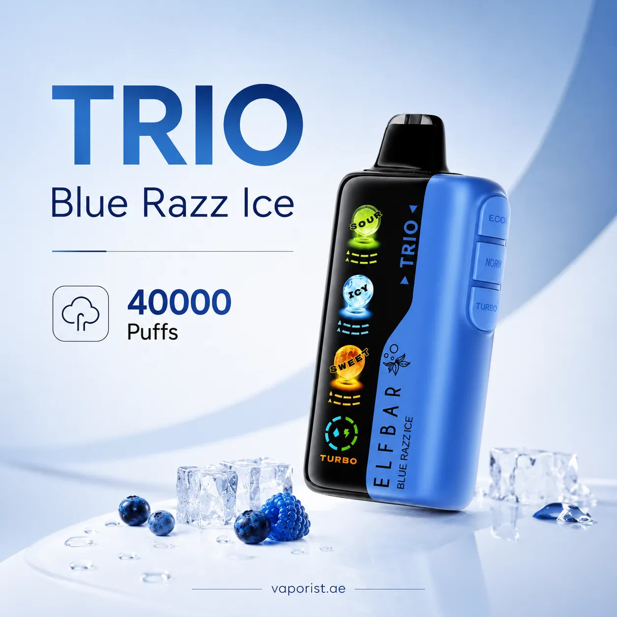 Elf Bar Trio 40000 Puffs Blue Razz Ice disposable vape