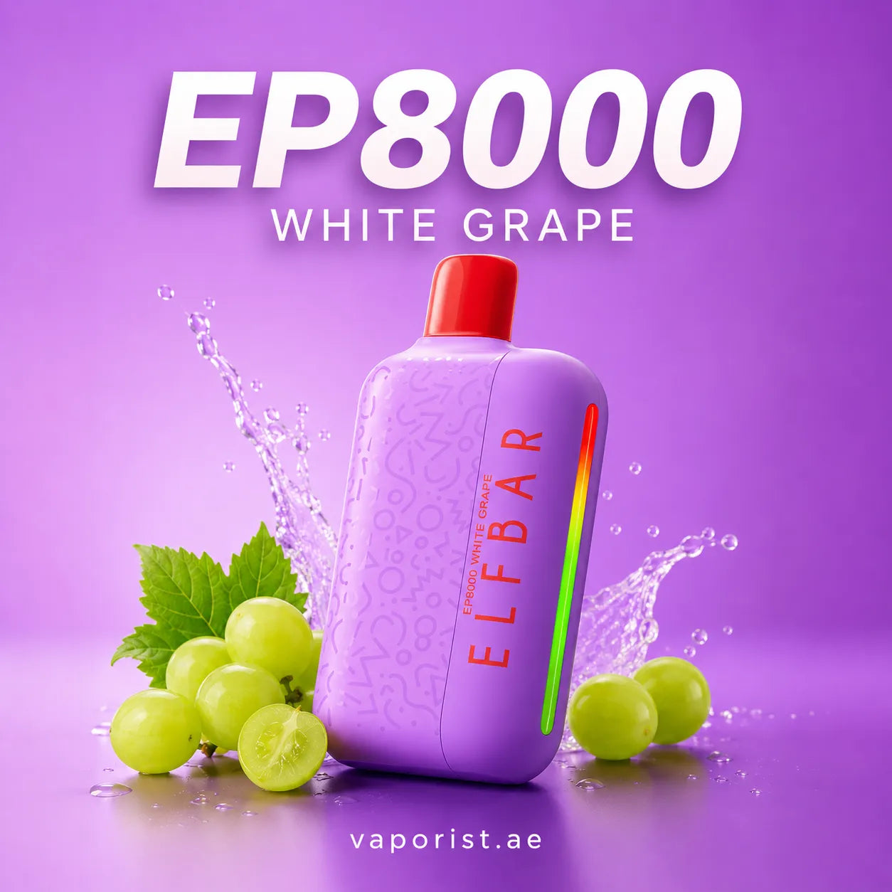 ELFBAR ep8000 white grape disposable vape device