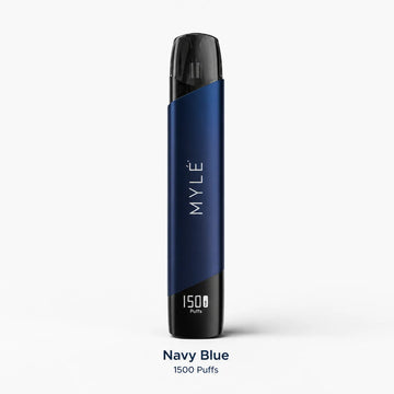 MYLE V5 Meta Pod System Device in Navy Blue with slim body and digital display