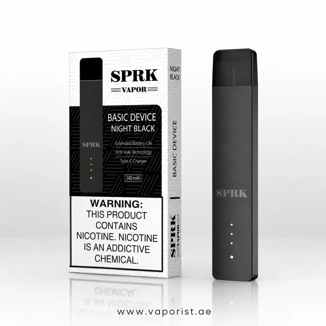 SPRK Vapor Basic Pod System Night Black rechargeable kit UAE